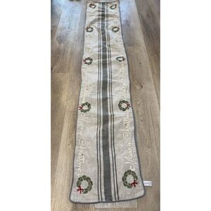 Rachel Ashwell Merry Christmas Wreath‎ Table Runner 66" X 12.5"